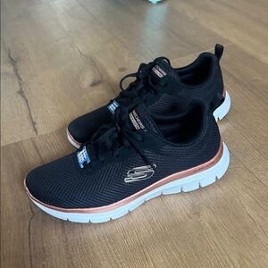 Skechers Black and Rose Gold flex-lite